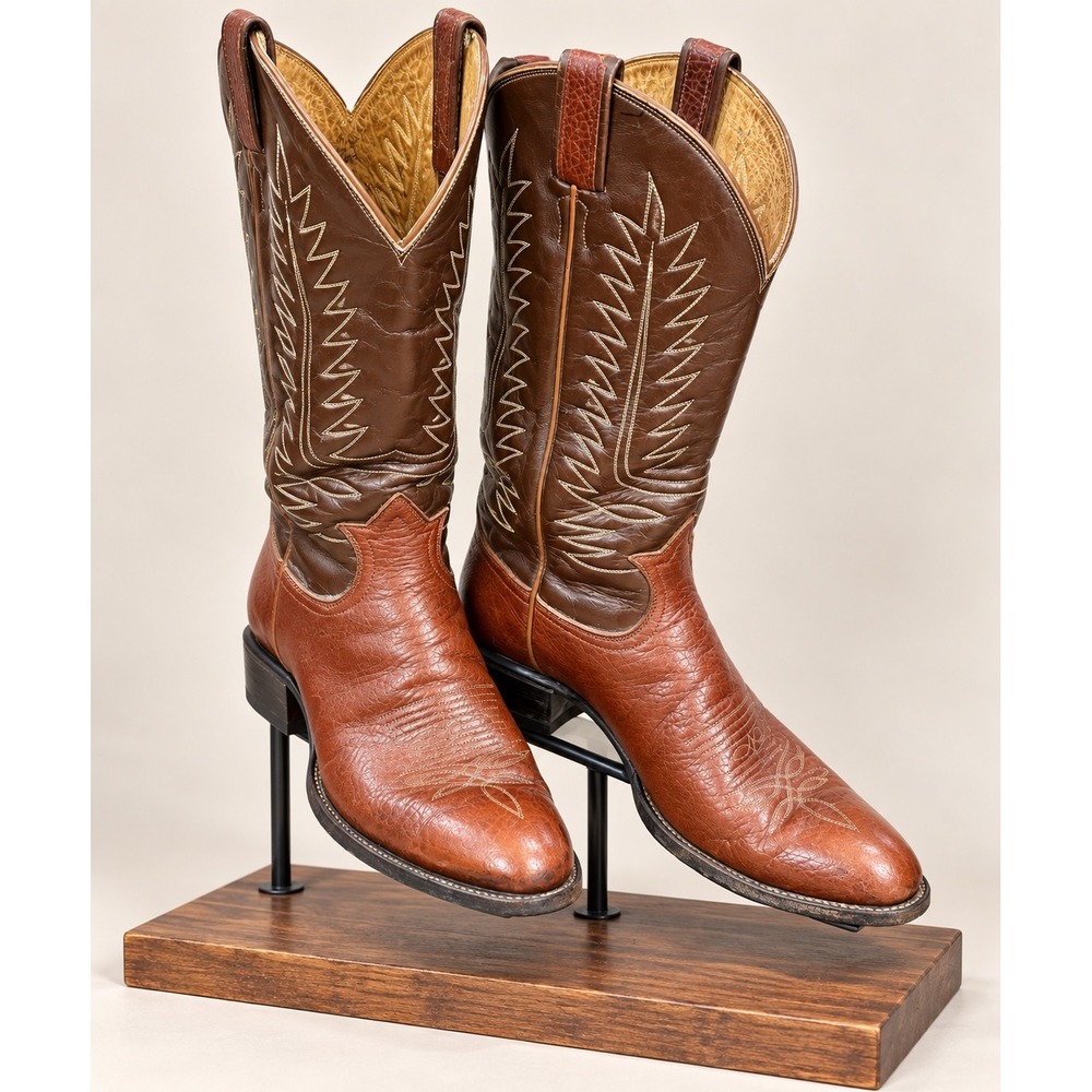 Tony Lama Mens Brown Leather Western Cowboy Boots Style H9367 Size 10 E